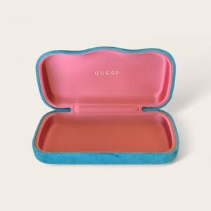 Gucci Bluish Green Velvet Eyewear Case ~ Vintage Clamshell Sunglasses/Glasses